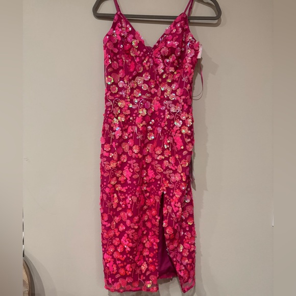 New Dress the Population Anastasia Sequin Floral Cocktail Midi Dress Small - Picture 2 of 7